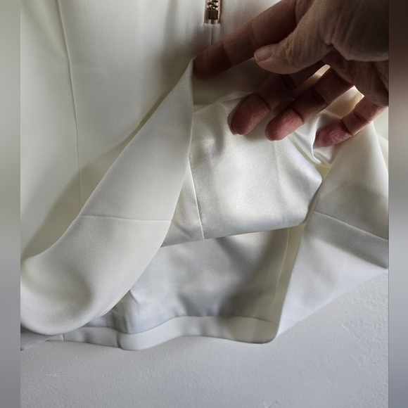 NWT! Jaygodfrey, Krooger Deep V-Neck Cutout Dress, Light Ivory, Size 2 -$299 - Picture 7 of 11